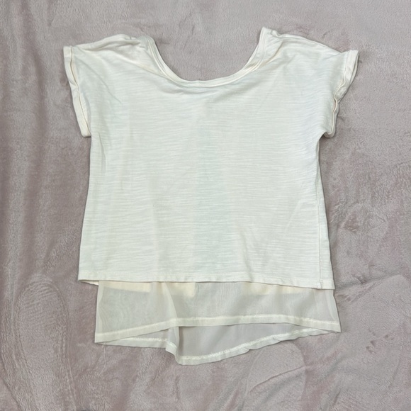 Cream Asymmetrical Tie back Blouse - Picture 3 of 4
